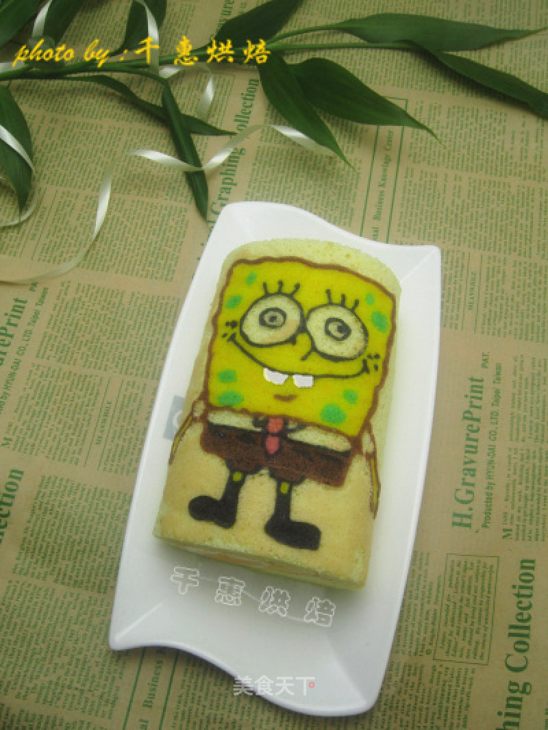 Spongebob Painted Cake Roll recipe