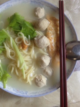 Meatballs and Egg Noodle Soup