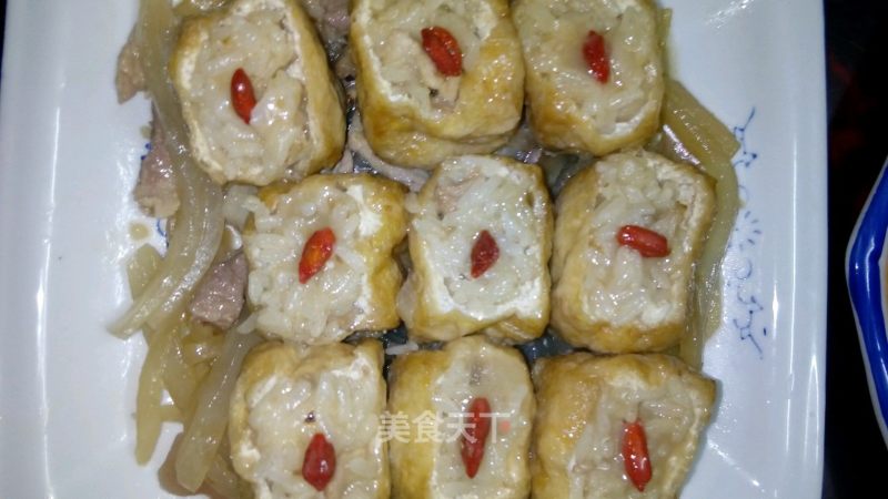 Hakka Fried Tofu Stuffed with Glutinous Rice recipe