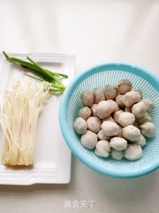 Enoki Mushroom Boiled Fish Balls recipe