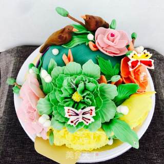 Birds and Flowers Fondant Cake (handmade Version) recipe