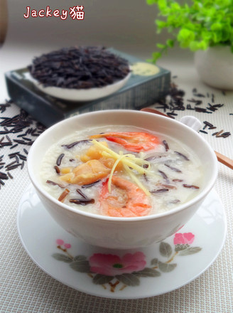 Dried Shrimp Congee with Wild Rice and Scallops recipe