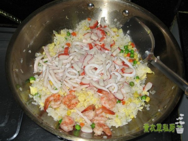 Seafood Pineapple Fried Rice recipe