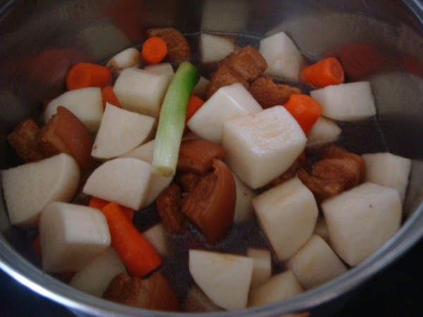 Braised Pork with Two Color Radishes recipe