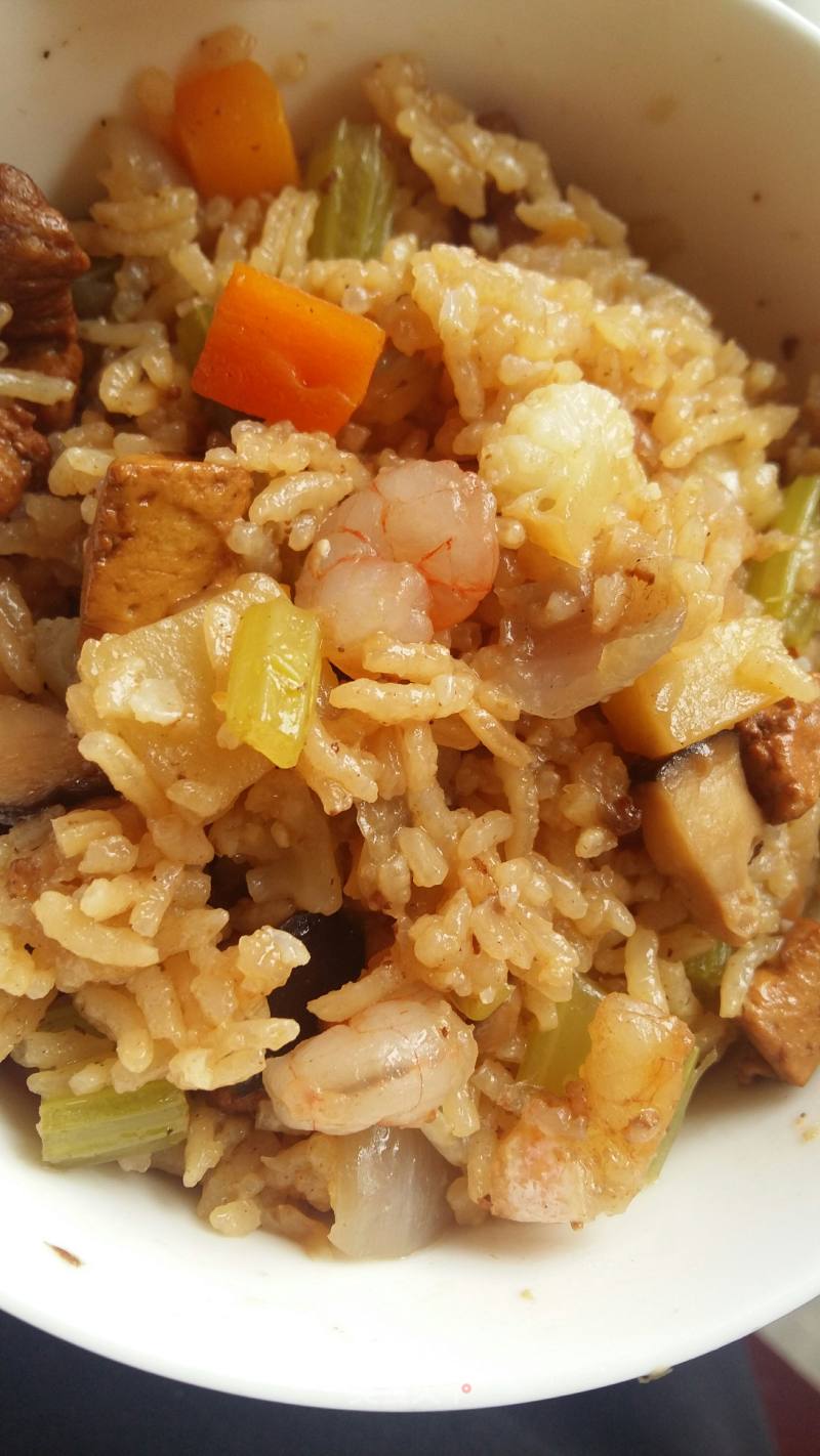 Nutritious Shrimp and Seasonal Vegetable Braised Rice recipe