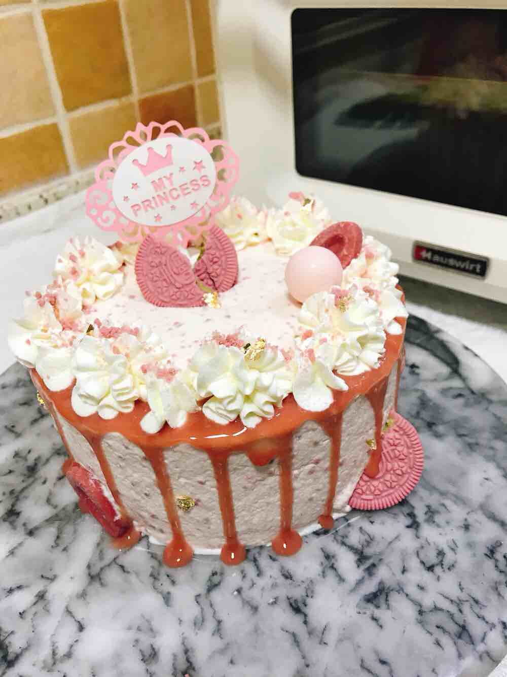 Strawberry Chocolate Glaze Cake Bursting with Girly Hearts recipe