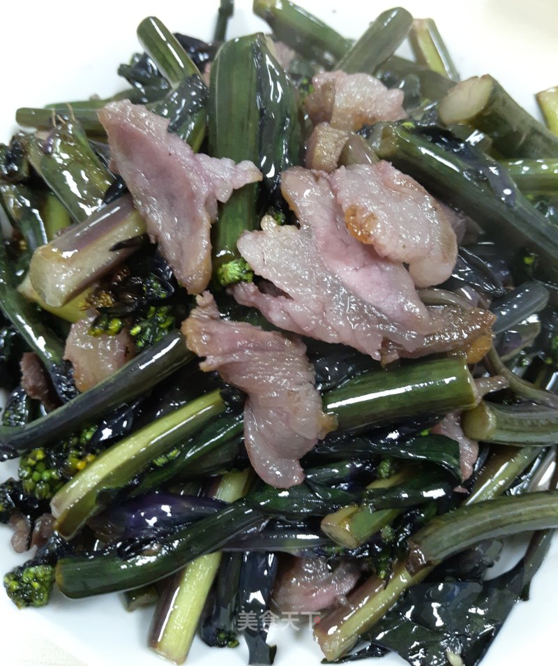 Stir-fried Bacon with Seaweed Moss recipe