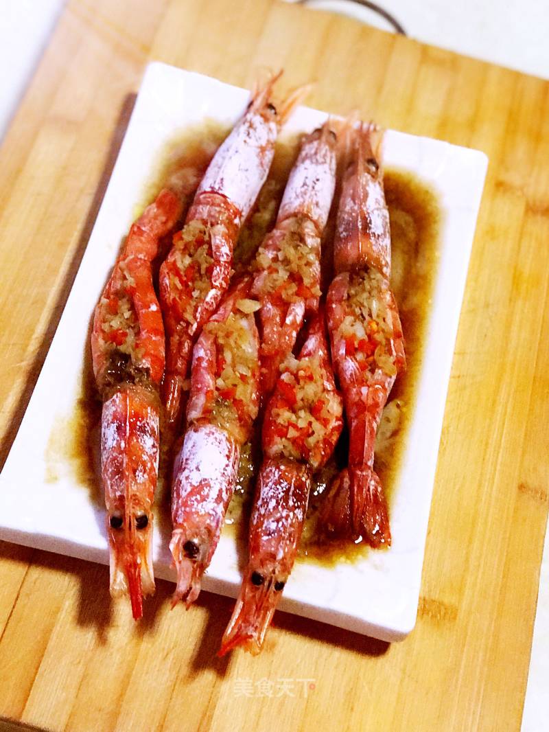 Steamed Argentine Red Shrimp with Garlic recipe