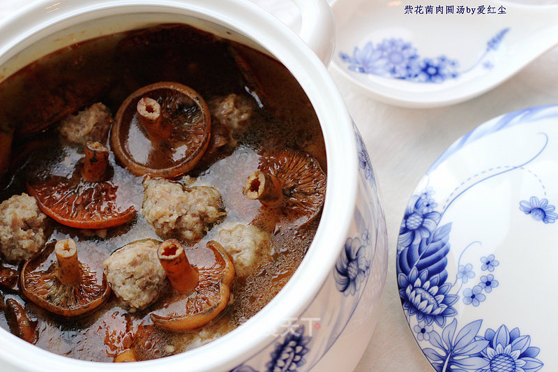 Purple Flower Mushroom Meatball Soup recipe