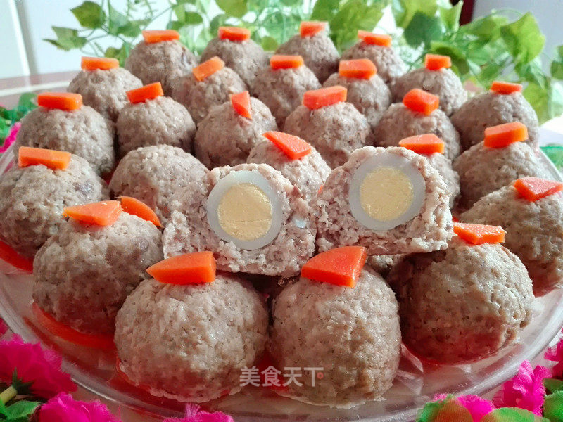Lotus Root Meatballs with Quail Eggs recipe