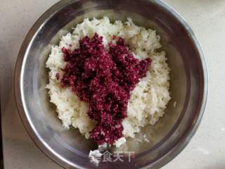 Purple Cabbage Pork Floss Rice Ball recipe