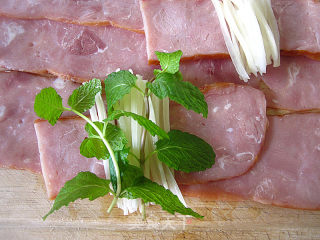 Mint Potato Shreds and Bacon Rolls recipe