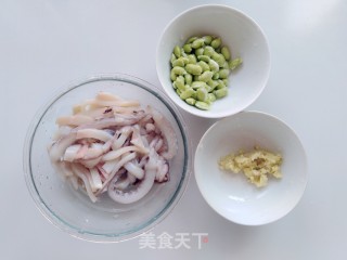 Fried Squid with Edamame and Pickled Vegetables recipe