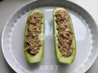 #aca烤明星大赛# Roasted Zucchini Stuffed with Meat recipe