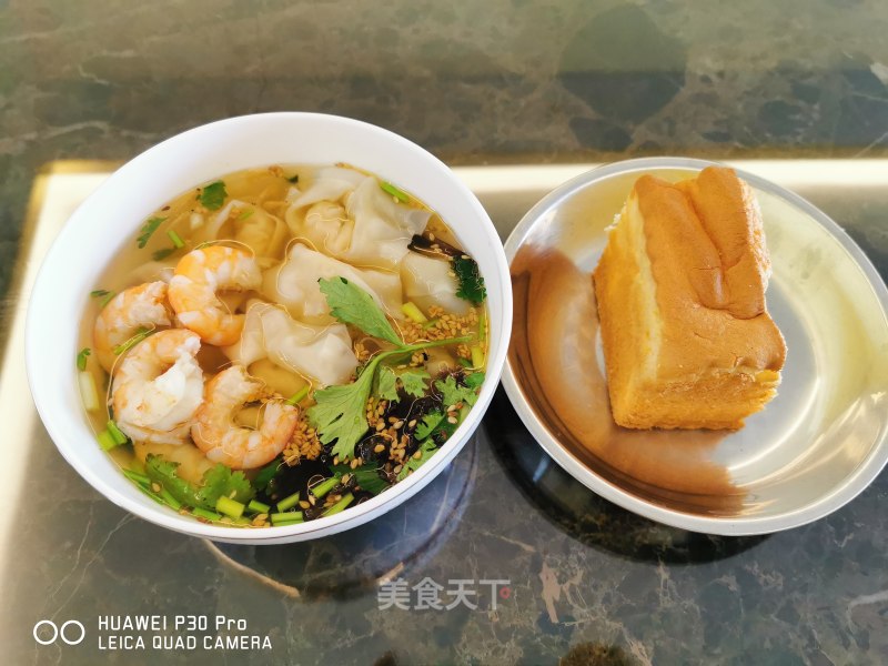 [breakfast Today] Shrimp Wonton + A Piece of Cake recipe