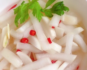 Hot and Sour Crispy Pickled Radish Sticks recipe