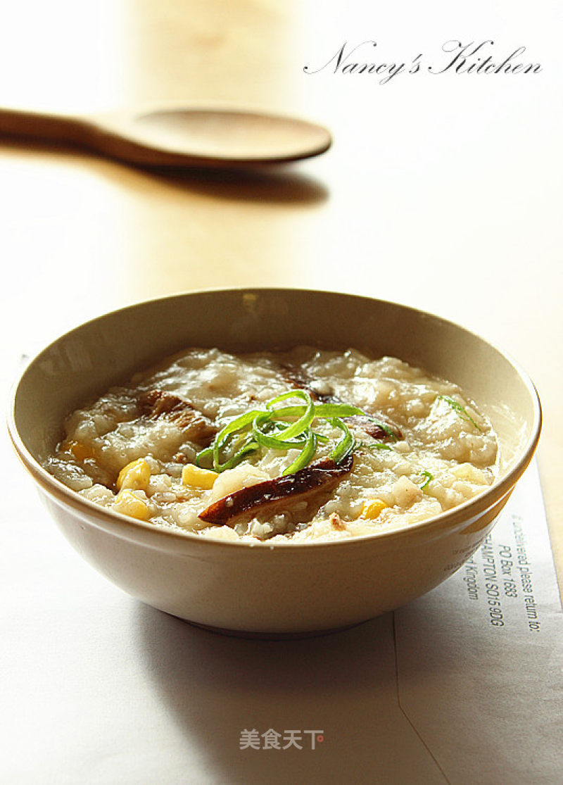 [corn and Mushroom Shredded Pork Porridge] Rice Cooker Made Porridge to Drink recipe