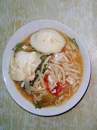 Poached Egg Hot Noodle Soup