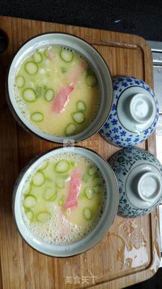 Crab Claws Steamed Egg with Asparagus recipe