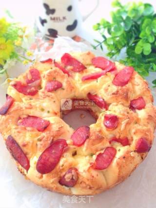 #新良第一节婚纱大赛# Sausage and Cheese Shredded Bread recipe