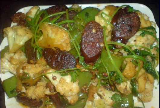 Spicy Sausage Painted Mixed Vegetables recipe