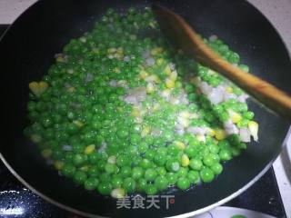Fried Diced Pork with Peas and Corn recipe
