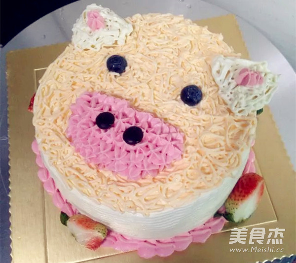 Cute Pig Head Birthday Cake recipe