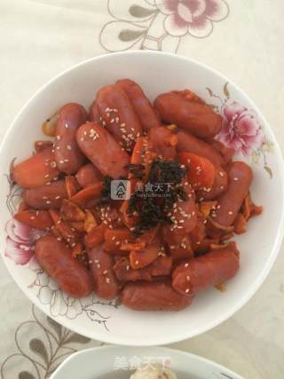 Spicy Stir-fried Rice Cake with Tuna Rice Ball recipe