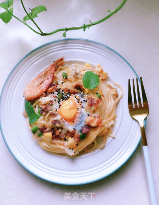 Bird's Nest Pasta Baked Egg recipe