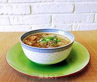 Oatmeal Noodles with Crispy Bamboo Shoots and Minced Pork recipe