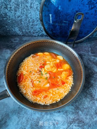 Tomato Egg Tofu Enoki Mushroom recipe