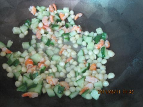 Three Diced Fried Rice with Scallions recipe