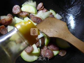 Stir-fried Zucchini with Cabbage Stalks and Spicy Sausage recipe