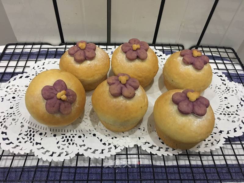 #aca Fourth Session Baking Contest# Making Erotic Buns with Purple Sweet Potato Flowers