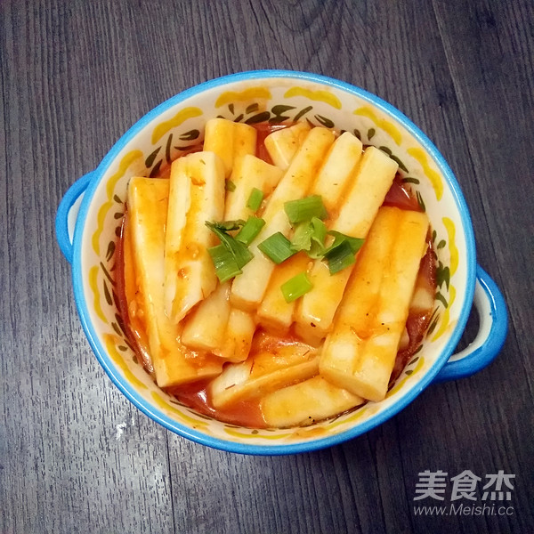 Stir-fried Rice Cake with Tomato Sauce recipe