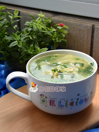 Tofu Skin Green Vegetable Egg Drop Soup recipe