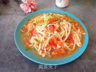 Stir-fried Tomatoes with Enoki Mushroom recipe