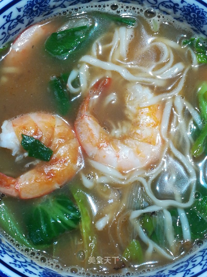 Shrimp Noodles with Green Vegetables recipe