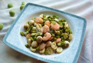 Fried Shrimp with Lotus Seeds and Peas recipe