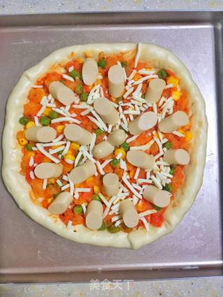 #trust之美#pizza with Green Pepper Chicken Sausage recipe