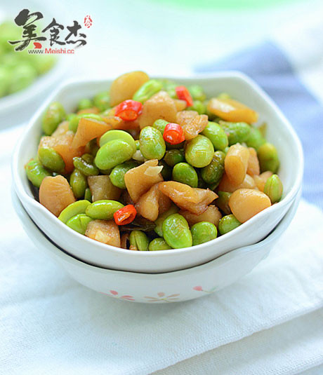 Fried Edamame with Dried Radish recipe