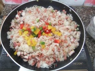 Fried Rice with Squid and Ham recipe