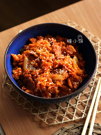 Fried Rice with Kimchi Pork Belly recipe