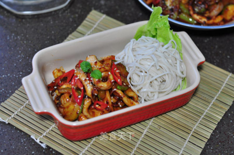 Korean Spicy Fried Octopus Noodles recipe