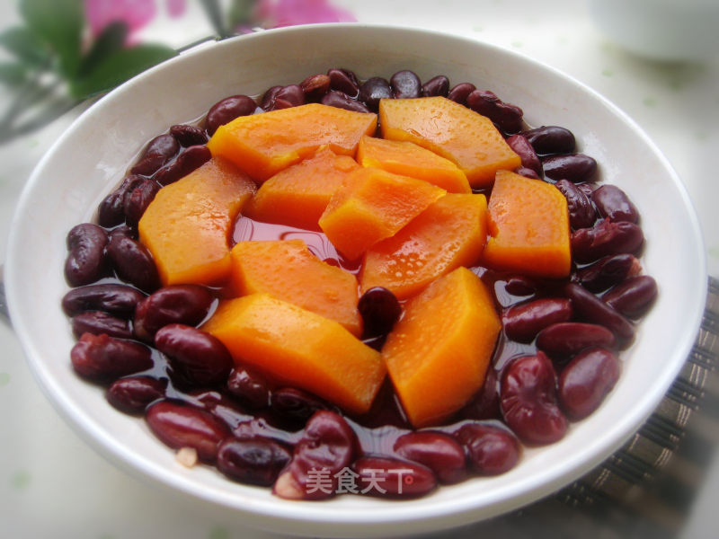 Steamed Papaya with Red Kidney Beans recipe