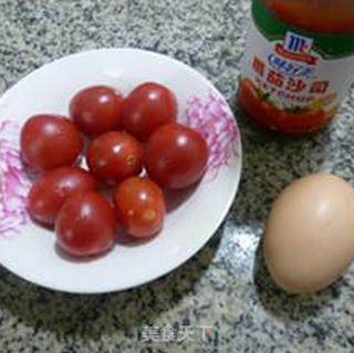 Stir-fried Rice Cake with Cherry Tomato and Egg recipe