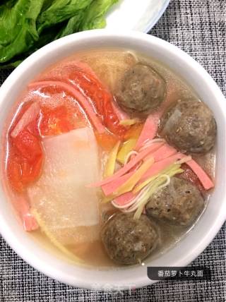 Beef Ball Noodles with Tomato and Radish recipe