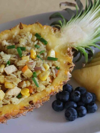 Fried Rice with Diced Chicken Curry and Pineapple recipe