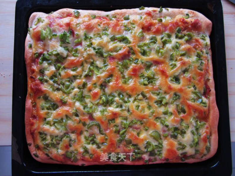 Want to Eat Pizza? Home Edition Lazy Homemade-green Pepper Bacon Pizza recipe