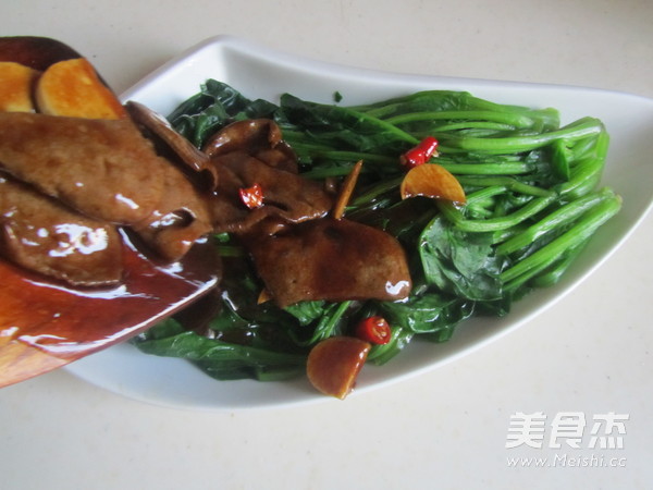 Pork Liver and Spinach with Oyster Sauce recipe